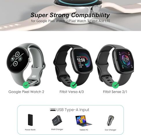 Wall Fast Charger for Google Pixel Watch 2 & 3 USB-C Fast Charging Cable Cord- Works with Pixel Watch 3 & 2 in Saudi Arabia