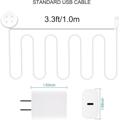 Wall Fast Charger for Google Pixel Watch 2 & 3 USB-C Fast Charging Cable Cord- Works with Pixel Watch 3 & 2 in Saudi Arabia