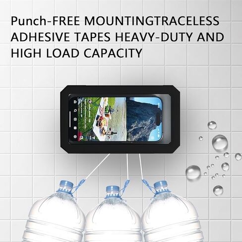 Waterproof Shower Phone Holder - 360° Rotation + 120° Tilt Adjustable, Anti-Fog Touchscreen Case for Bathroom Wall/Mirror Mount, Universal 4-7" Phone Bath Caddy (Black)​ in Saudi Arabia
