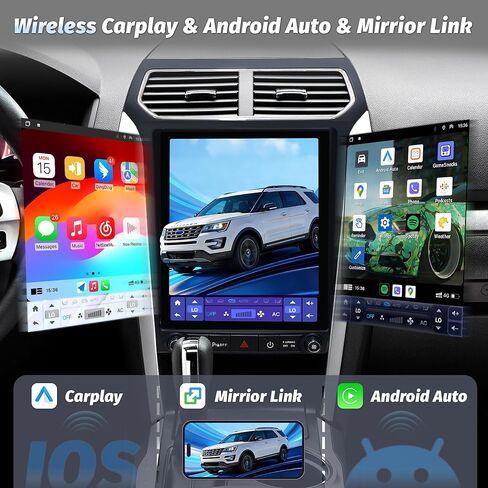 12.1" Radio Upgrade for Ford Explorer 2011-2019,8Core Explorer Android 13 Headunit T-Style Vertical Screen Stereo with CarPlay Android Auto DSP GPS AM FM GPS 1080P Backup Camera 4+64G in Saudi Arabia