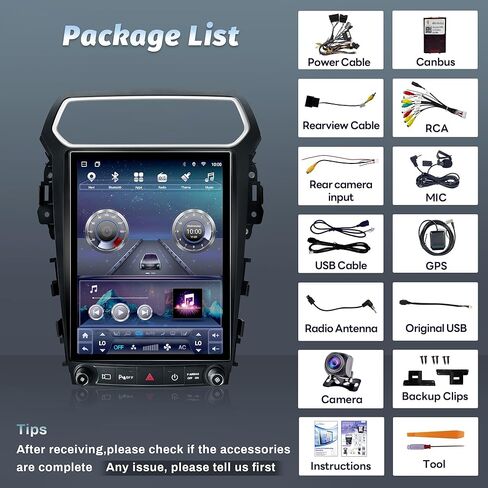 12.1" Radio Upgrade for Ford Explorer 2011-2019,8Core Explorer Android 13 Headunit T-Style Vertical Screen Stereo with CarPlay Android Auto DSP GPS AM FM GPS 1080P Backup Camera 4+64G in Saudi Arabia