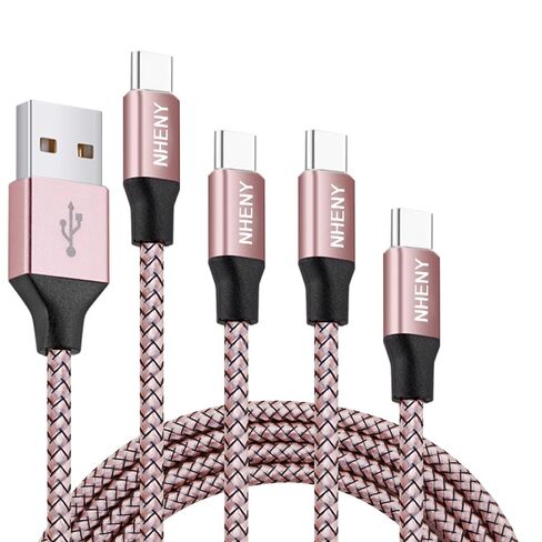 Type C Charger Cord Green USB C Premium Shiny Nylon Braided Rapid Charging Cable 4 Pack 10FT 2x6FT 3FT for Phone 15/16 Series Plus, Note 10/S10, LG V30 G6, Google Pixel (2.0) in Kuwait