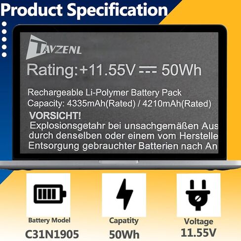 50Wh C31N1905 Laptop Battery Replacement for Asus Adolbook13 Dolbook14 2020 VivoBook S13 S333 S333JA S14 S433 S433FA S433FL M433 S15 S533 S533FA K533F S521FA S533EQ M533IA Series 0B200-03580200 in Saudi Arabia