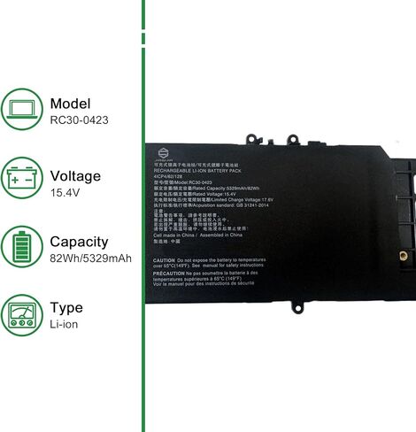 RC30-0423 Laptop Battery Replacement for Razer Blade 17 2022 RZ09-0423 RZ09-0423PEF3 Series Notebook Black 15.4V 82Wh 5329mAh in Saudi Arabia