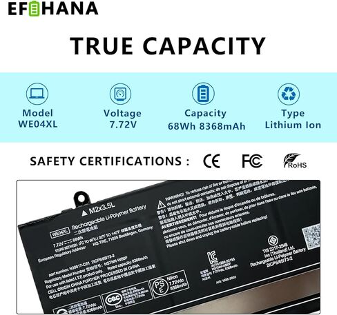 WE04XL استبدال بطارية HP Envy X360 16-AC 16-AD 2-in-1 Spectre X360 14-EU 2-in-1 Pavilion Plus 16-AB 16T-AB 14-ey 14-ew Series HSTNN-WB0F N39817-CF1 N66427-001 N39857-005 7.72 فولت 68 وات في الساعة in Kuwait