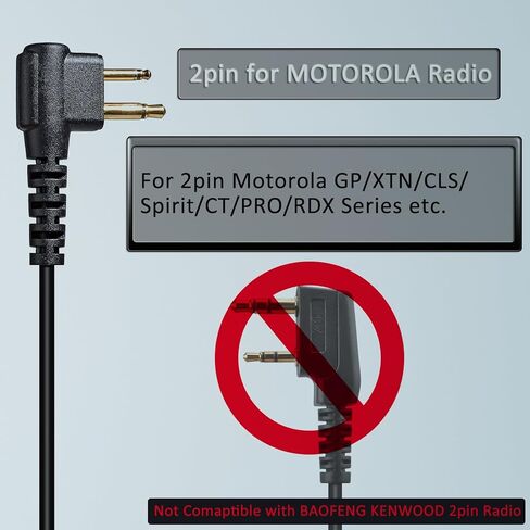HYS Listen ONLY CLS1110 Walkie Talkie 3.5mm Audio Extension Cable Adapter Earpiece Adapter for Motorola Walkie Talkies, BPR40/CP/CLS/DTR/PR/RDU/RMU Series 2pin Connector Cable (Coiled and Straight) in Saudi Arabia
