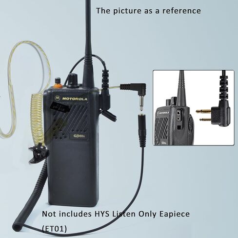 HYS Listen ONLY CLS1110 Walkie Talkie 3.5mm Audio Extension Cable Adapter Earpiece Adapter for Motorola Walkie Talkies, BPR40/CP/CLS/DTR/PR/RDU/RMU Series 2pin Connector Cable (Coiled and Straight) in Saudi Arabia