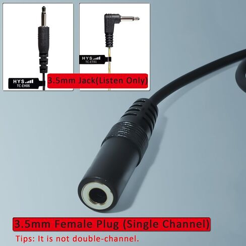 HYS Listen ONLY CLS1110 Walkie Talkie 3.5mm Audio Extension Cable Adapter Earpiece Adapter for Motorola Walkie Talkies, BPR40/CP/CLS/DTR/PR/RDU/RMU Series 2pin Connector Cable (Coiled and Straight) in Saudi Arabia