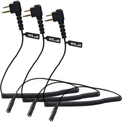 HYS Listen ONLY CLS1110 Walkie Talkie 3.5mm Audio Extension Cable Adapter Earpiece Adapter for Motorola Walkie Talkies, BPR40/CP/CLS/DTR/PR/RDU/RMU Series 2pin Connector Cable (Coiled and Straight) in Saudi Arabia