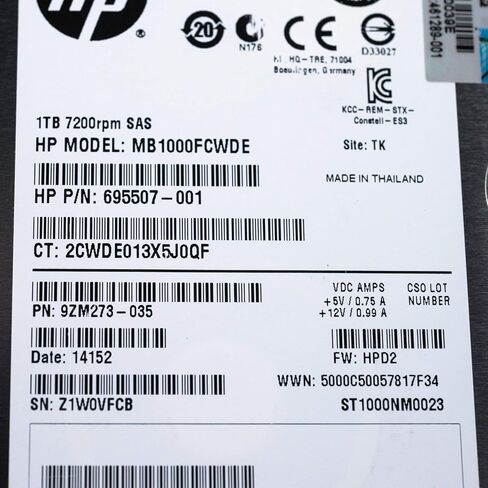 محرك الأقراص الصلبة Mb1000fcwde Hewlett-Packard سعة 1 تيرابايت بسرعة 7200 دورة في الدقيقة Dp Lff Sas (متجدد) in Kuwait