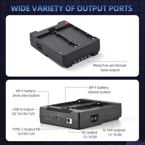 Yoidesu V Lock Battery Adapter for NP F970 F750 F550 NP F Series - F to V Mount Converter with Dual Slot, USB A Type C DC D Tap Outputs, for Camera LED Light Monitor in Saudi Arabia