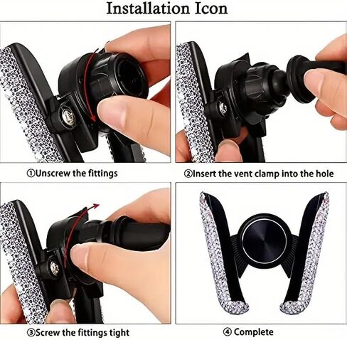 1pc Car Phone Holder with Artificial Diamond, Car-Mounted Phone Holder, Cute Dual-Function Air Outlet Car-Mounted Holder, Red Rhinestone in Saudi Arabia
