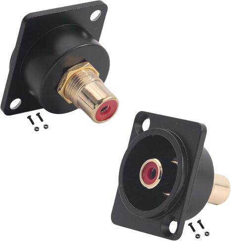 PENGLIN 2PCS D-Type RCA Panel Mount Connector, RCA Chassis Socket AV Audio Connector Female to Female for S/PDIF, TV, Subwoofer, Speaker, Amplifier (Red) in Saudi Arabia
