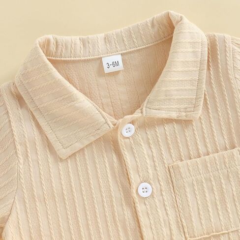 Balaflyie Baby Boy Short Romper Summer Button Down Collared Shirt Jumpsuit | Infant Cotton One-Piece, Cool&Light Weight Fabric, Ideas for Hot Summer Days, Little Gentleman Outfit For Toddler Boy in Saudi Arabia