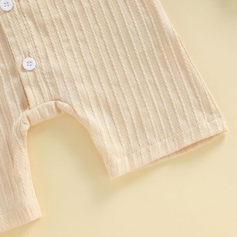 Balaflyie Baby Boy Short Romper Summer Button Down Collared Shirt Jumpsuit | Infant Cotton One-Piece, Cool&Light Weight Fabric, Ideas for Hot Summer Days, Little Gentleman Outfit For Toddler Boy in Saudi Arabia