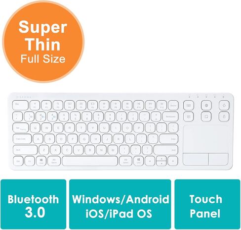 SANWA TB128GR Wired Trackball Mouse + GSKB066W Bluetooth Keyboard with Touchpad Set, Silent Click Roller Ball Mice, Multi Device Trackpad Keyboard, Compatible with Mac, Laptop, PC, Windows, macOS in Saudi Arabia