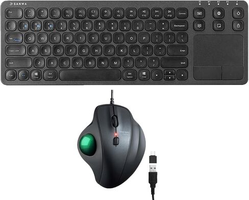 ماوس كرة التتبع السلكي SANWA TB128GR + لوحة مفاتيح بلوتوث GSKB066 مع مجموعة لوحة اللمس، ماوس كرة دوارة بنقرة صامتة، لوحة مفاتيح لوحة تتبع متعددة الأجهزة، متوافقة مع أجهزة Mac، والكمبيوتر المحمول، والكمبيوتر، وWindows، وmacOS in Saudi Arabia