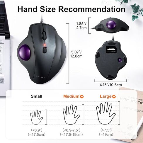 SANWA TB128V Wired Trackball Mouse + Bluetooth Numeric Keypad Set, Silent Click Roller Ball Mice, Wireless Portable & Slim Ten Key Number Pad, Compatible with Mac, Laptop, PC, Windows, Computer in Saudi Arabia