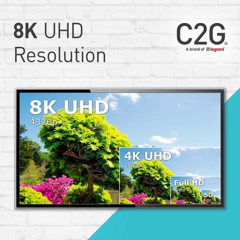 C2G كابل HDMI عالي السرعة بطول 12 قدمًا 2.1 واط / إيثرنت - 8K 60 هرتز in Saudi Arabia