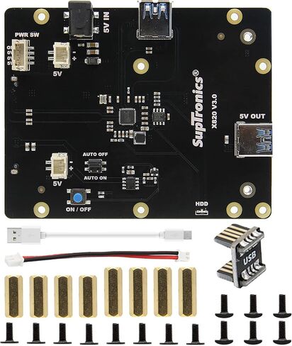 لوحة توسيع تخزين Geekworm X820 V3.0 2.5 بوصة SATA HDD/SSD، وحدة القرص الصلب المحمول USB 3.0 لـ Raspberry Pi 3 B+/3B&2.5 بوصة SATA HDD/SSD in Kuwait