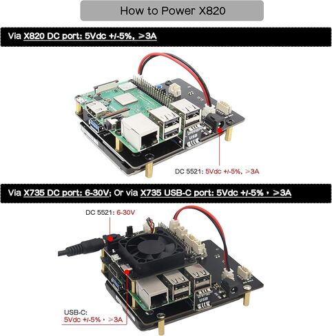 لوحة توسيع تخزين Geekworm X820 V3.0 2.5 بوصة SATA HDD/SSD، وحدة القرص الصلب المحمول USB 3.0 لـ Raspberry Pi 3 B+/3B&2.5 بوصة SATA HDD/SSD in Kuwait