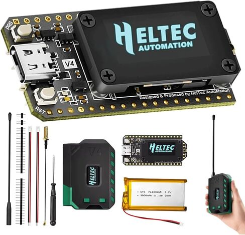Heltec WiFi LoRa 32 (V4) Ultimate Kit - ESP32-S3 & SX1262 LoRaWAN Board، 0.96 بوصة OLED، بطارية 3000 مللي أمبير في الساعة، GPS، هوائي وحقيبة لشبكة Meshtastic، Arduino IoT والمشاريع الشمسية in Saudi Arabia