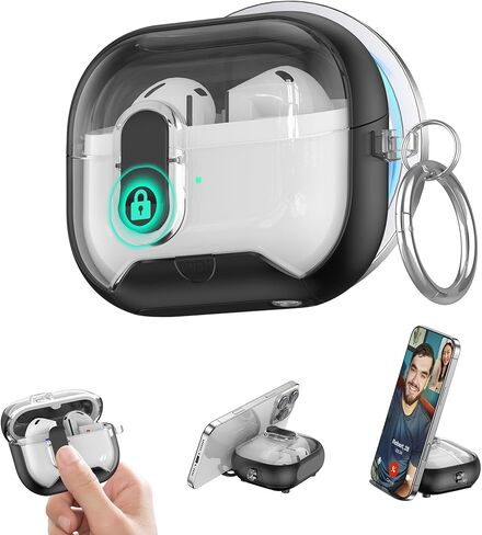 Miimall for Samsung Galaxy Buds 3/Buds3 pro/Buds3 FE Case with Phone Stand, Secure Lock Clip Full Body Shockproof Protective Cover for Galaxy Buds 3/Buds3 pro /Buds3 FE with Carabiner(Pink) in Saudi Arabia