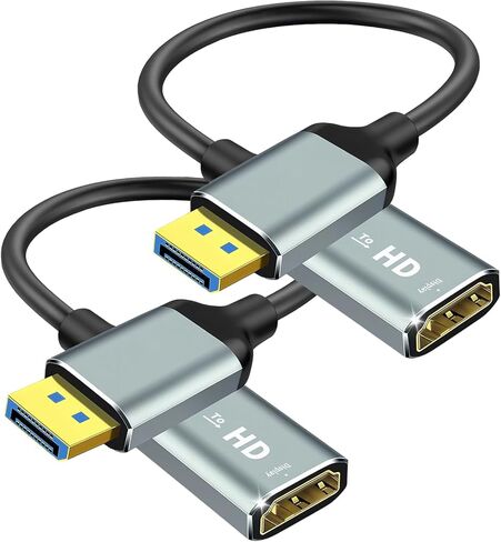 MaxRenard 4K DisplayPort to HDMI Adapter | DP1.2 to HDMI 4K 60Hz Audio-Video Sync | SR Anti-Break, Compatible with Dell HP, for HDTV/Monitor/Projector/PC (DP to HDMI Converter) 2Pcs in Saudi Arabia