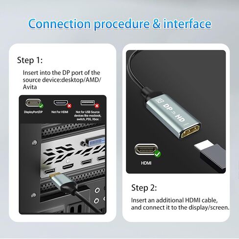 MaxRenard 4K DisplayPort to HDMI Adapter | DP1.2 to HDMI 4K 60Hz Audio-Video Sync | SR Anti-Break, Compatible with Dell HP, for HDTV/Monitor/Projector/PC (DP to HDMI Converter) 2Pcs in Saudi Arabia