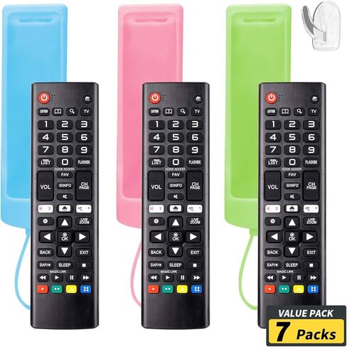 (Pack of 3) Replacement Remote Fit LG TV Remote with Anti-Lost Glow Protective Silicone Cover & Hook, Universal for LG All Smart LCD LED HDTV UHD OLED 3D 4K TVs(Blue&Green&Light Pink) in Saudi Arabia