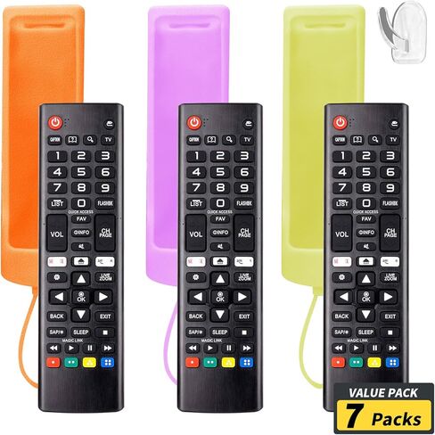 (Pack of 3) Replacement Remote Fit LG TV Remote with Anti-Lost Glow Protective Silicone Cover & Hook, Universal for LG All Smart LCD LED HDTV UHD OLED 3D 4K TVs(Blue&Green&Light Pink) in Saudi Arabia