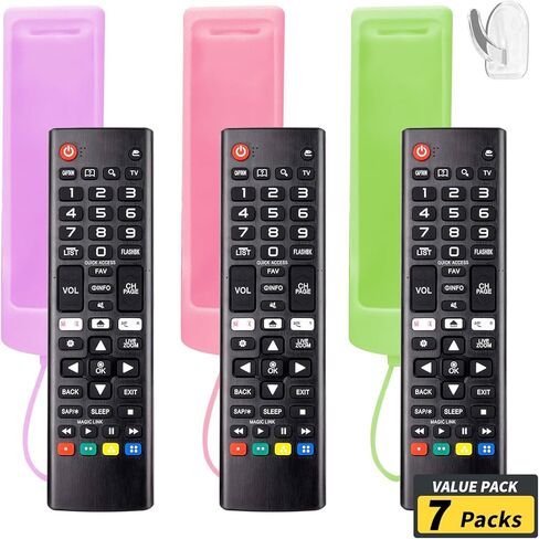 (Pack of 3) Replacement Remote Fit LG TV Remote with Anti-Lost Glow Protective Silicone Cover & Hook, Universal for LG All Smart LCD LED HDTV UHD OLED 3D 4K TVs(Blue&Green&Light Pink) in Saudi Arabia