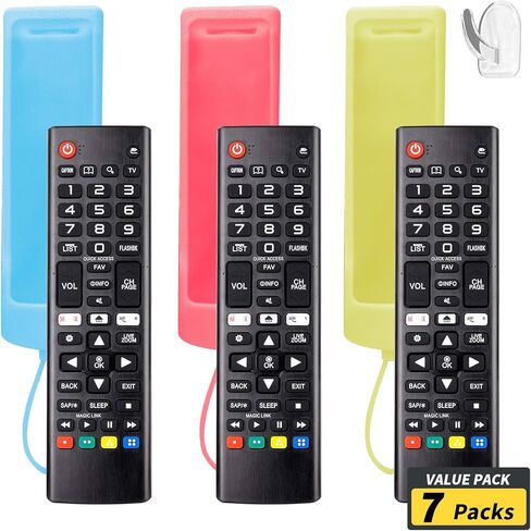 (Pack of 3) Replacement Remote Fit LG TV Remote with Anti-Lost Glow Protective Silicone Cover & Hook, Universal for LG All Smart LCD LED HDTV UHD OLED 3D 4K TVs(Blue&Green&Light Pink) in Saudi Arabia