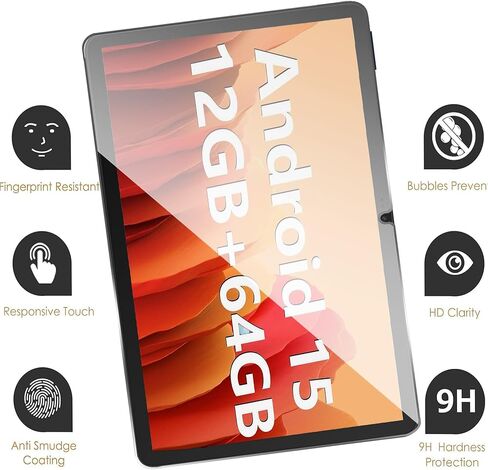 واقي شاشة مقاس 10.1 بوصة لجهاز ‎ECOPAD THTH-K12C مقاس 10.1 بوصة يعمل بنظام Android 13، فائق الوضوح/صديق للحافظة/حساس باللمس/خالي من الفقاعات/زجاج مقسى مضاد للخدش in Kuwait