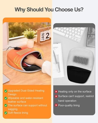لوحة ماوس لتدفئة اليد، 3 درجات حرارة ومؤقت، لوحة ماوس لتدفئة اليد مع تصميم مريح لدعم المعصم، ملحقات عالمية لتدفئة المكتب لمكتب الكمبيوتر in Kuwait