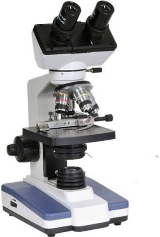 AmScope 40X-2500X LED Lab Binocular Compound Microscope + Book + 25 Prepared Slides in Saudi Arabia