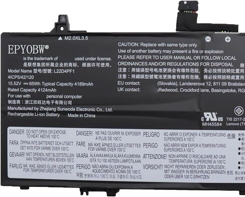 بطارية الكمبيوتر المحمول L22D4PF1 65Wh 4189mAh 15.52V متوافقة مع Lenovo Yoga Slim 6-14IAP8 6-14IRP8 6-14APU8 6-14IRH8 7-14IMH9 / Slim 7-14IRP8 7-14IMH9 Series L22M4PF1 L22C4PF1 in Saudi Arabia