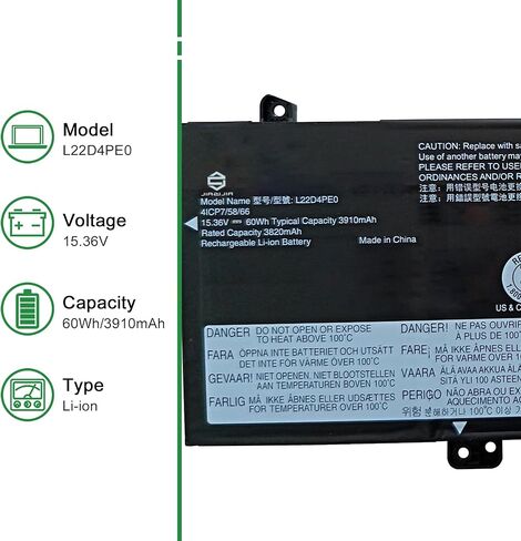 L22D4PE0 استبدال بطارية الكمبيوتر المحمول لينوفو ثينك بوك 14 G6 ABP IRL K14 G2 IRU Series SB11N47444 5B11N47434 SB11L67325 5B11L67329 L22B4PE0 SB11L67319 5B11L67335 L22M4PE0 15.36V 60 واط ساعة in Saudi Arabia