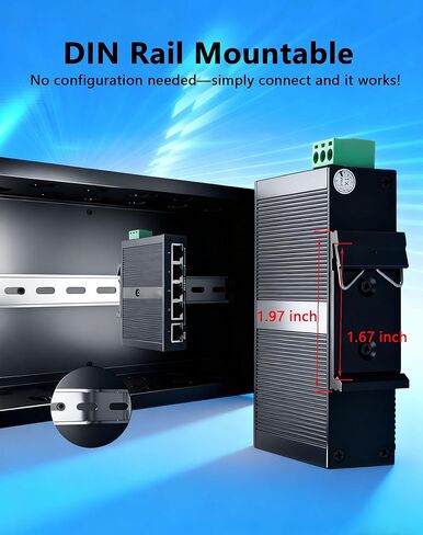 CERRXIAN Industrial 5-Port Gigabit Ethernet Switch,10/100/1000Mbps Network Switch, Din Rail & Wall Mountable, 10Gbps Switching Capacity in Saudi Arabia