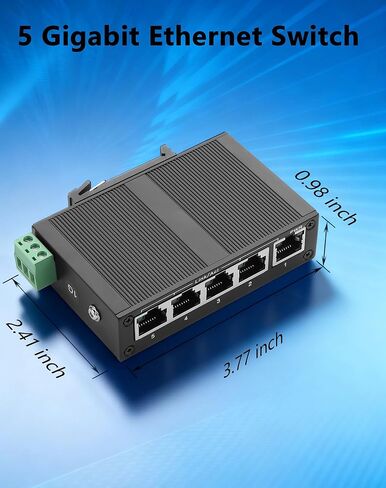 CERRXIAN Industrial 5-Port Gigabit Ethernet Switch,10/100/1000Mbps Network Switch, Din Rail & Wall Mountable, 10Gbps Switching Capacity in Saudi Arabia