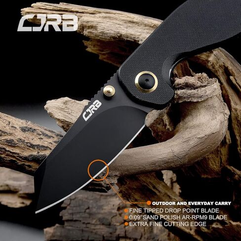 CJRB Folding Pocket Knife Maileah Tactical Knife with AR-RPM9 Powder Steel Balde and G10 Small Tactical Pocket Knife EDC for outdoor survival hunting camping J1918 (Black Blade/Black Handle) in Saudi Arabia