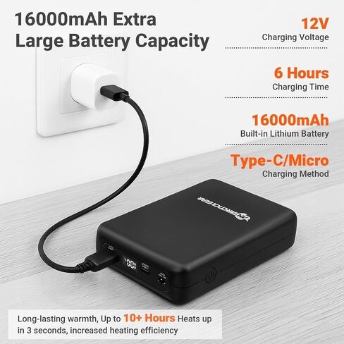 ANTARCTICA GEAR Portable Battery Power Bank 12V 16000mAh for Heated Jackets, Phone Battery Pack for Heating Coat in Kuwait