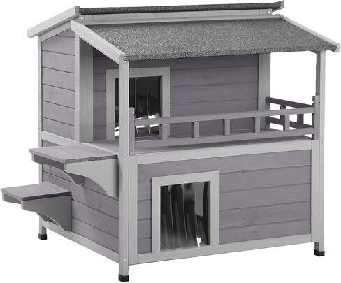 Gutinneen Outdoor Feral Cat House ، Outside Cat Condos اثنين من طابقين ، منزل كيتي مقاوم المطر لفصل الشتاء in Kuwait