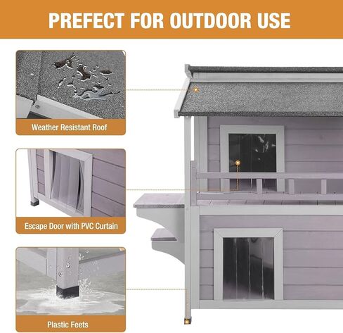 Gutinneen Outdoor Feral Cat House ، Outside Cat Condos اثنين من طابقين ، منزل كيتي مقاوم المطر لفصل الشتاء in Kuwait