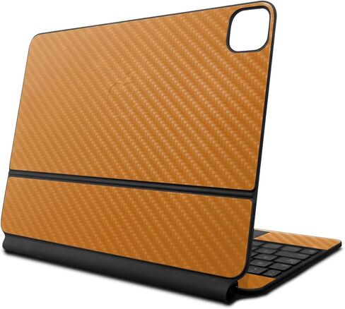 غلاف من ألياف الكربون متوافق مع لوحة مفاتيح Apple Magic Keyboard لجهاز iPad Air 11 بوصة (M2) 2024 - برتقالي صلب - غطاء لاصق واقٍ من الفينيل 3M ممتاز - سهل الاستخدام | صُنع في الولايات المتحدة الأمريكية بواسطة MightySkins in Kuwait
