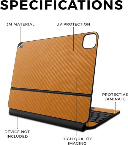 غلاف من ألياف الكربون متوافق مع لوحة مفاتيح Apple Magic Keyboard لجهاز iPad Air 11 بوصة (M2) 2024 - برتقالي صلب - غطاء لاصق واقٍ من الفينيل 3M ممتاز - سهل الاستخدام | صُنع في الولايات المتحدة الأمريكية بواسطة MightySkins in Kuwait
