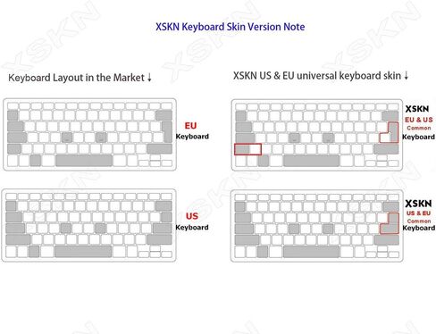XSKN Hebrew Keyboard Protector Cover Skin for New MacBook 12 Inch A1534 and New MacBook Pro 13 Inch A1708 (2016 Version, No TouchBar), US EU Layout (Black) in Saudi Arabia