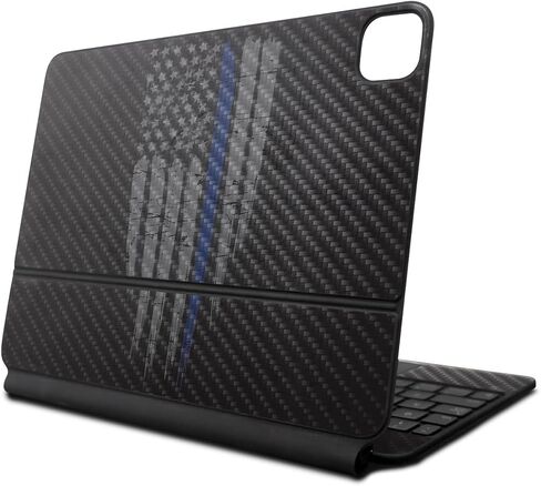 Carbon Fiber Skin Compatible with Apple Magic Keyboard for iPad Pro 13‑inch (M4) 2024 - Thin Blue Line - Premium 3M Vinyl Protective Decal Cover - Easy to Apply | Crafted in The USA by MightySkins in Saudi Arabia