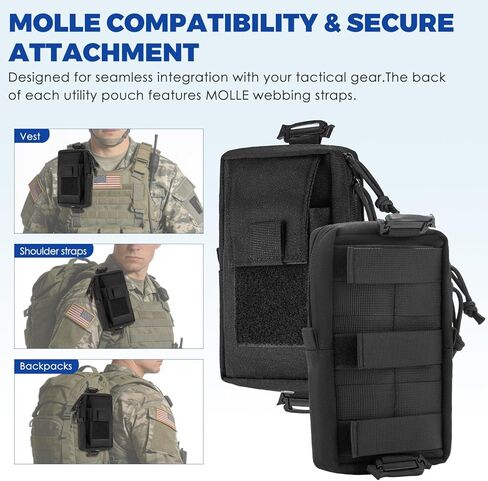 حقيبة ظهر تكتيكية بحزام كتف مكونة من قطعتين، حقيبة أدوات MOLLE EDC للهاتف الخلوي والأدوات، منظم مدمج للتخييم والمشي لمسافات طويلة والسفر in Kuwait