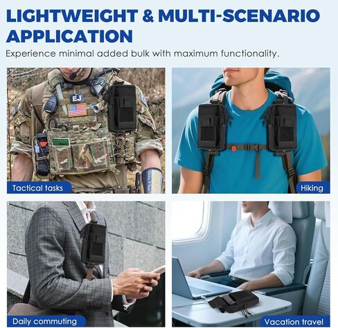 حقيبة ظهر تكتيكية بحزام كتف مكونة من قطعتين، حقيبة أدوات MOLLE EDC للهاتف الخلوي والأدوات، منظم مدمج للتخييم والمشي لمسافات طويلة والسفر in Kuwait